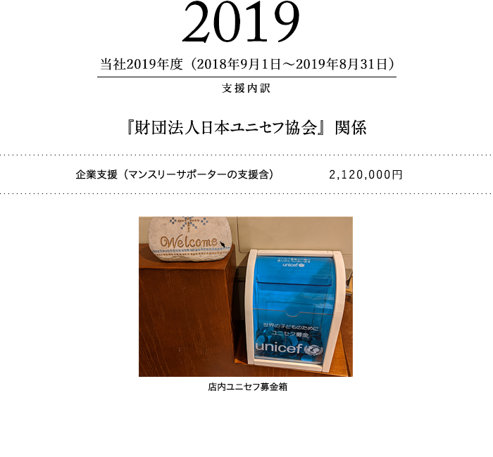 2019年度 ユニセフ支援